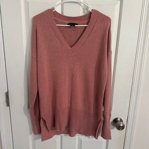 Tahari V-Neck Tunic Sweater Top Women's Size‎ S Long Sleeve Knit Pullover